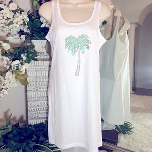 Bling Rhinestone Tank Dress - Palm Tree